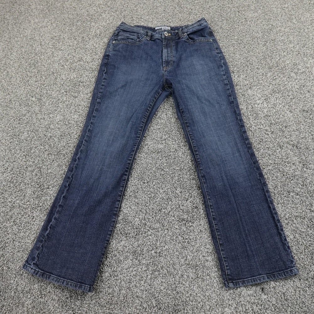 Chicos Jeans Womens 8 1 Dark Blue Denim Pants Platinum‎ Boot Cut Stretch Flex